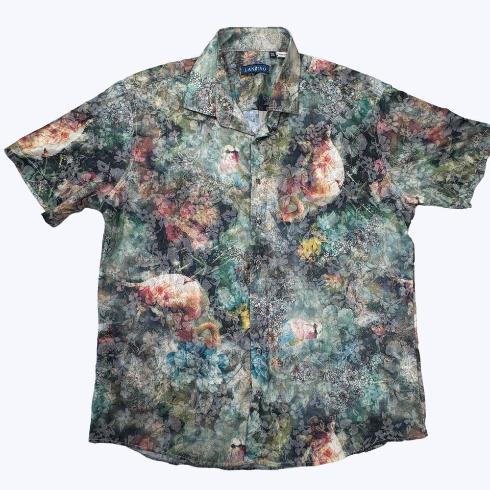 Lanzino Men's Short Sleeve‎ Button Front Shirt Size 2XL
